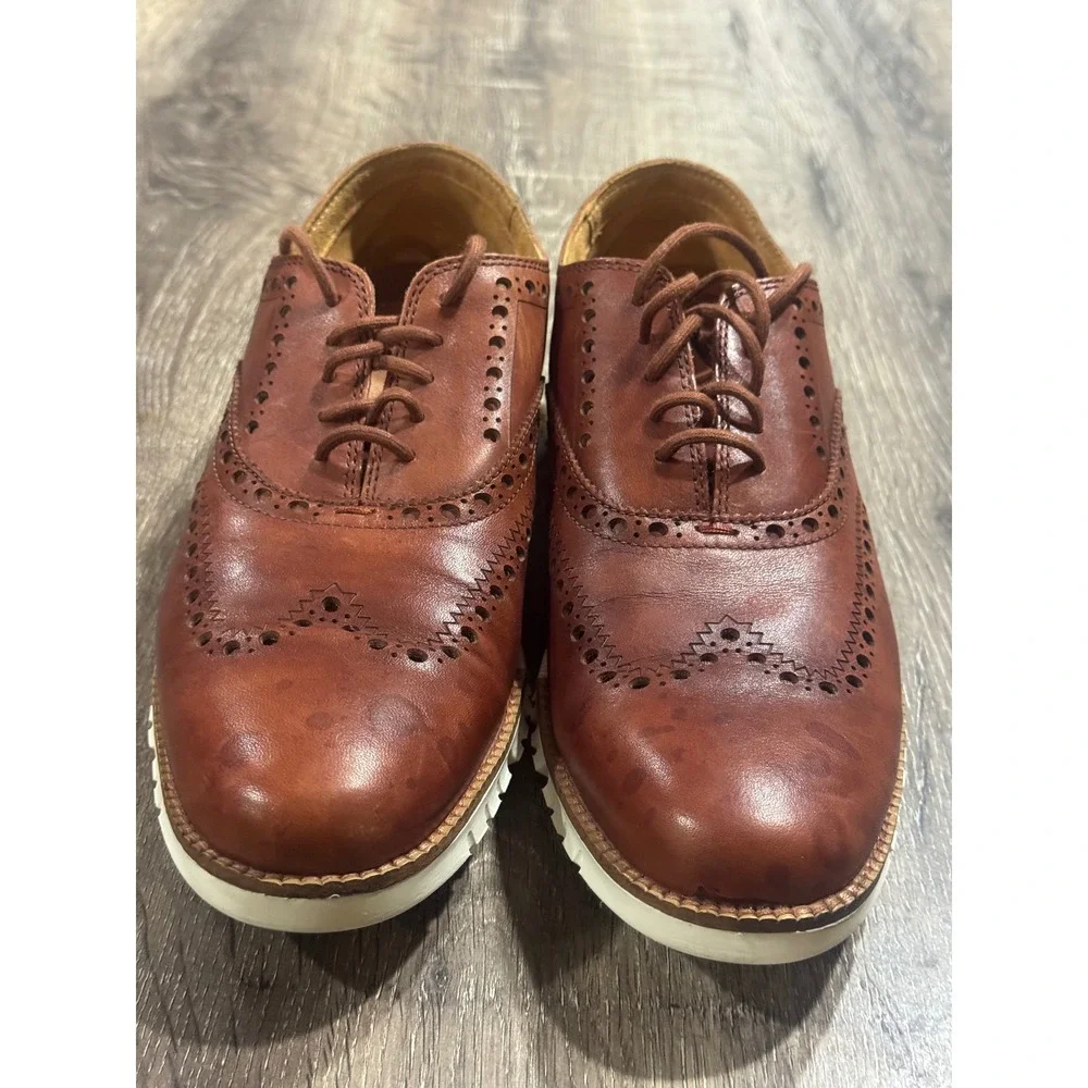 Cole Haan Zerogrand Wingtip Oxford Mens 8.5 M British‎ Tan Leather C23741